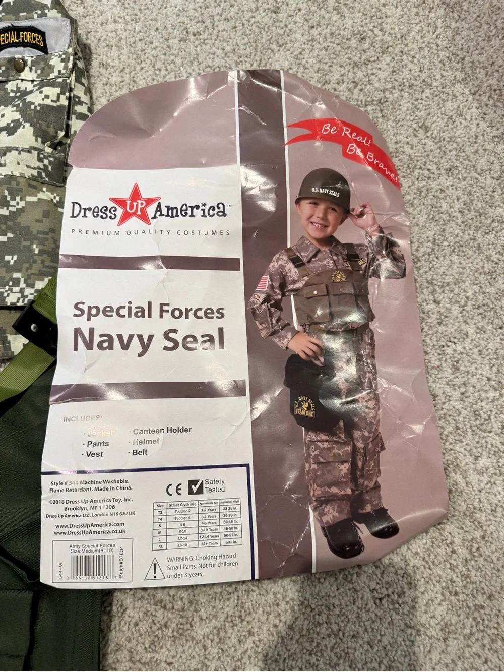 Dress Up America Special Forces Navy Seal Camo Costume Set Kids Medium 8-10